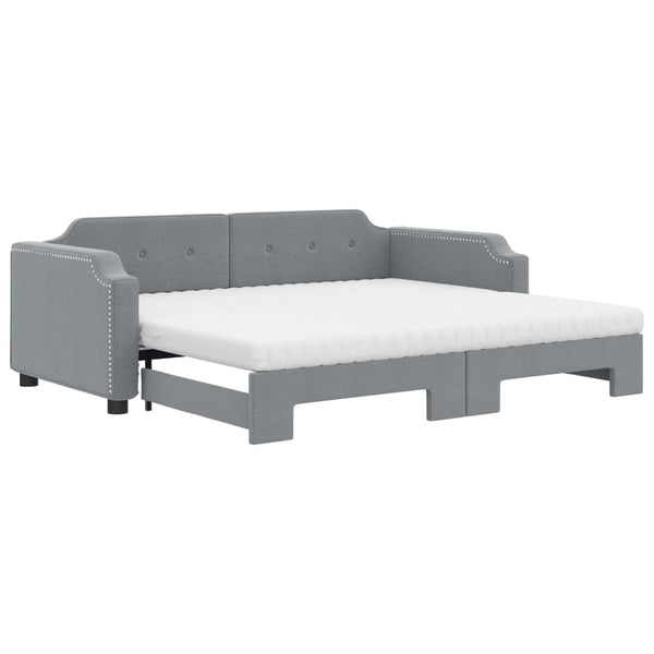 Ausziehbares Tagesbett mit Matratze Hellgrau 100x200 cm
