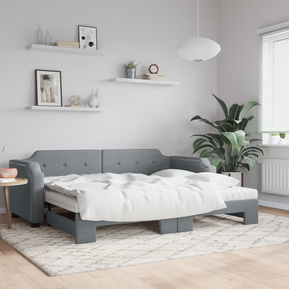 Ausziehbares Tagesbett mit Matratze Hellgrau 100x200 cm