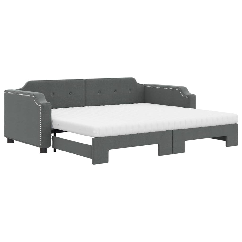 Ausziehbares Tagesbett mit Matratzen Dunkelgrau 100x200 cm