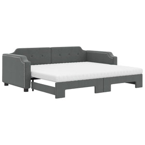 Ausziehbares Tagesbett mit Matratzen Dunkelgrau 100x200 cm