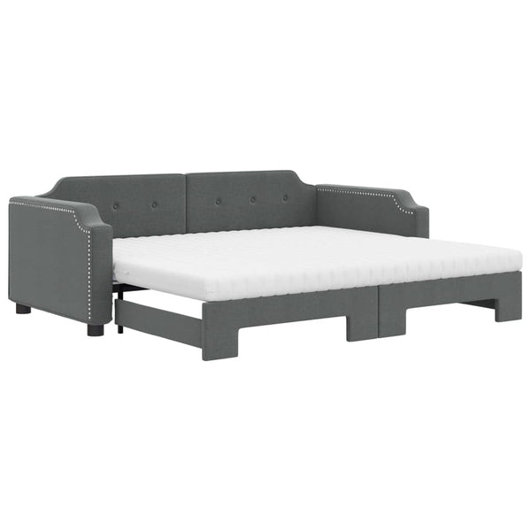 Ausziehbares Tagesbett mit Matratzen Dunkelgrau 100x200 cm