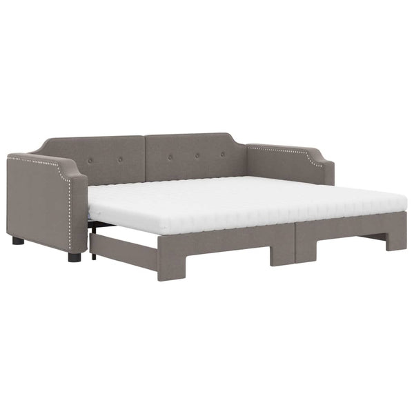 Ausziehbares Tagesbett Taupe mit Matratzen 100x200 cm