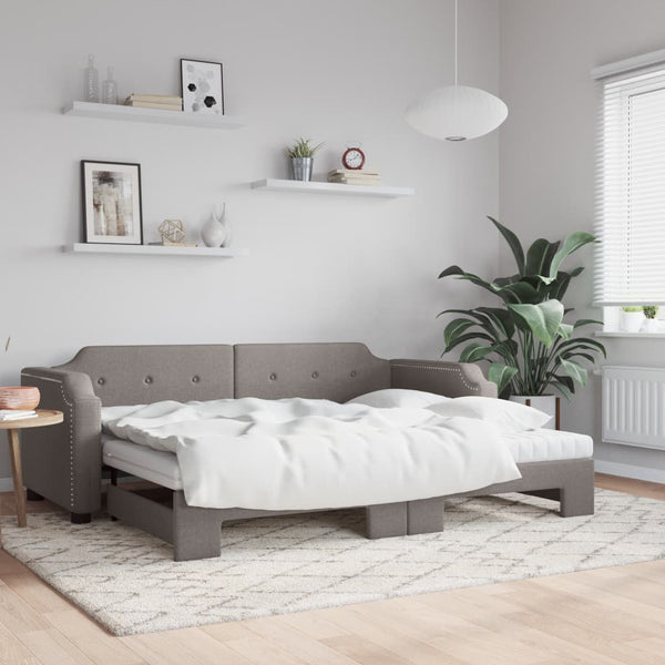 Ausziehbares Tagesbett Taupe mit Matratzen 100x200 cm
