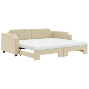 Ausziehbares Tagesbett Creme mit Matratzen 100x200 cm