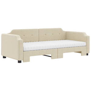 Ausziehbares Tagesbett Creme mit Matratzen 100x200 cm