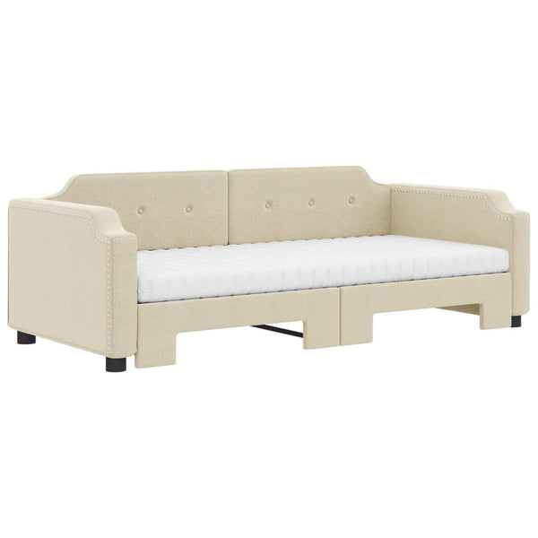 Ausziehbares Tagesbett Creme mit Matratzen 100x200 cm