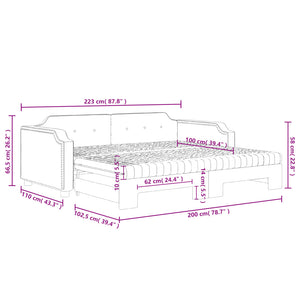 Ausziehbares Tagesbett Creme mit Matratzen 100x200 cm
