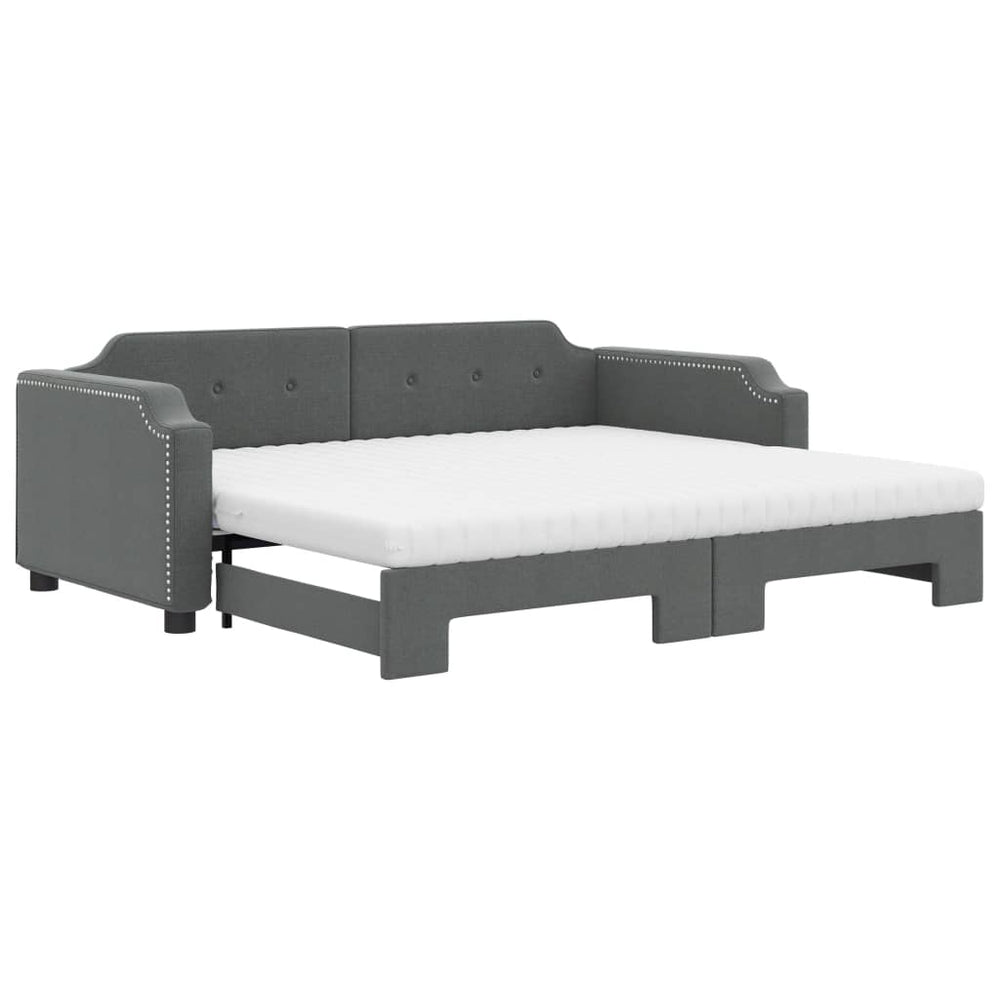 Ausziehbares Tagesbett mit Matratzen Dunkelgrau 90x190 cm