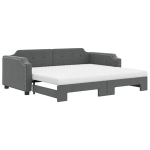 Ausziehbares Tagesbett mit Matratzen Dunkelgrau 90x190 cm