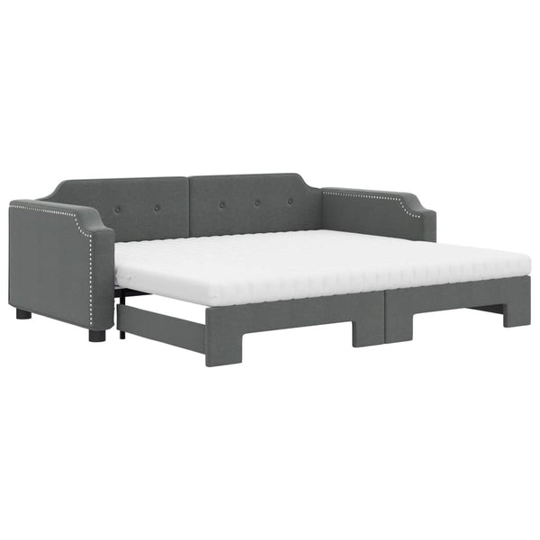 Ausziehbares Tagesbett mit Matratzen Dunkelgrau 90x190 cm