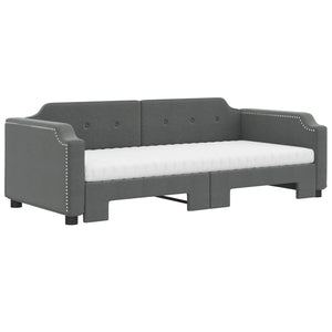 Ausziehbares Tagesbett mit Matratzen Dunkelgrau 90x190 cm
