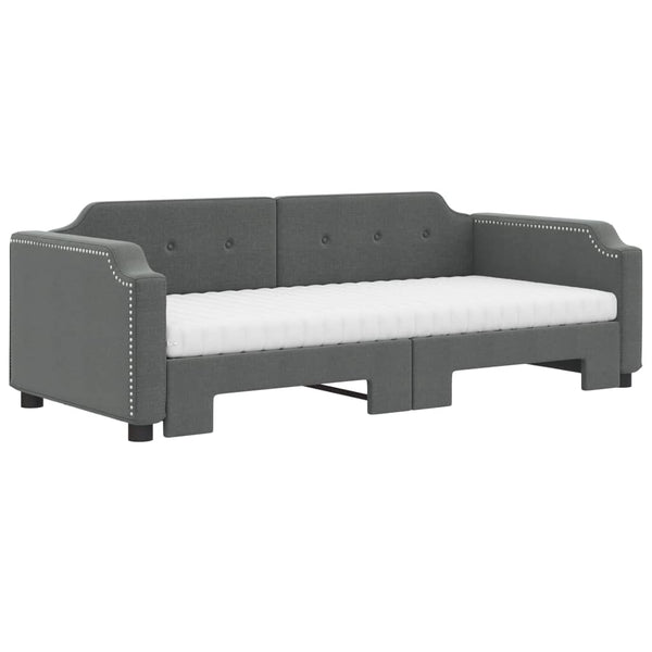 Ausziehbares Tagesbett mit Matratzen Dunkelgrau 90x190 cm