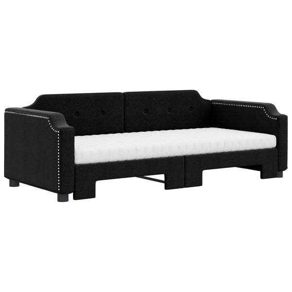 Ausziehbares Tagesbett mit Matratzen 90x190 cm Schwarz