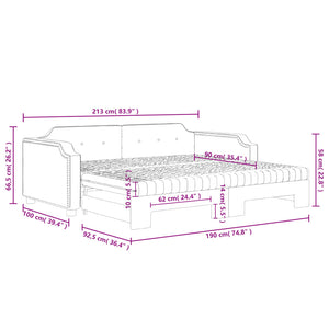 Ausziehbares Tagesbett mit Matratzen 90x190 cm Schwarz