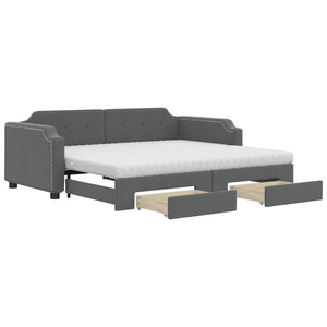 Ausziehbares Tagesbett mit Schubladen Dunkelgrau 80x200 cm
