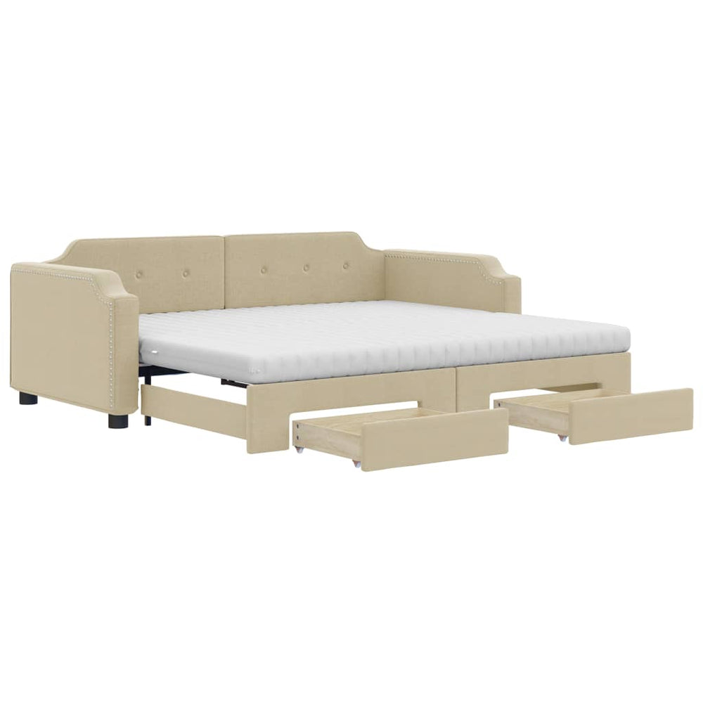 Ausziehbares Tagesbett Creme 80x200 cm
