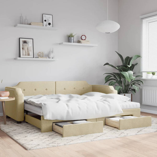 Ausziehbares Tagesbett Creme 80x200 cm