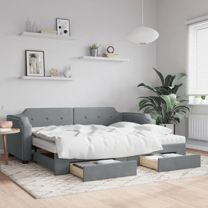 Ausziehbares Tagesbett Hellgrau 90x200 cm