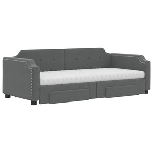 Ausziehbares Tagesbett mit Schubladen Dunkelgrau 90x200 cm