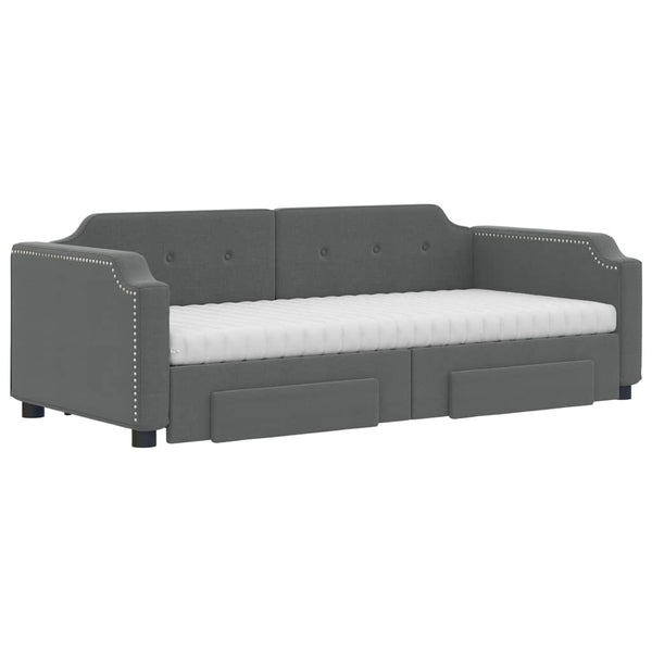 Ausziehbares Tagesbett mit Schubladen Dunkelgrau 90x200 cm