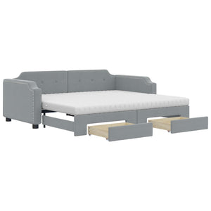 Ausziehbares Tagesbett mit Schubladen Hellgrau 100x200 cm