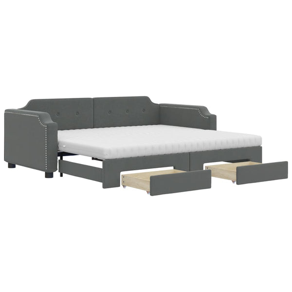 Ausziehbares Tagesbett mit Schubladen Dunkelgrau 100x200 cm