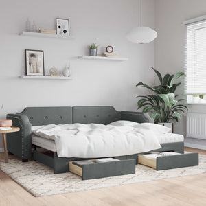 Ausziehbares Tagesbett mit Schubladen Dunkelgrau 100x200 cm