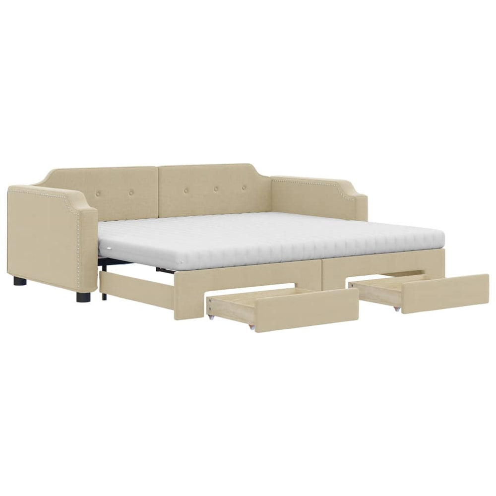 Ausziehbares Tagesbett Creme 100x200 cm
