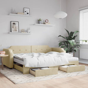 Ausziehbares Tagesbett Creme 100x200 cm