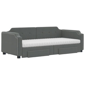 Ausziehbares Tagesbett mit Schubladen Dunkelgrau 90x190 cm