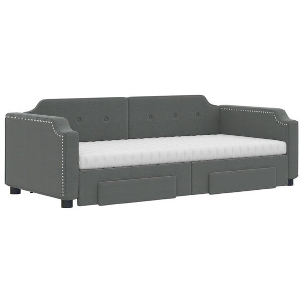 Ausziehbares Tagesbett mit Schubladen Dunkelgrau 90x190 cm