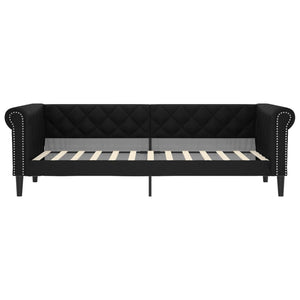 Tagesbett mit Matratze 90x200 cm, Schwarz Kunstleder