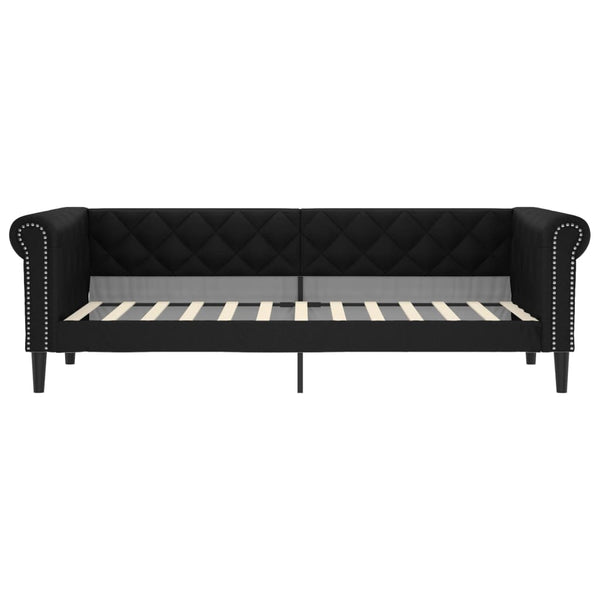Tagesbett mit Matratze 90x200 cm, Schwarz Kunstleder