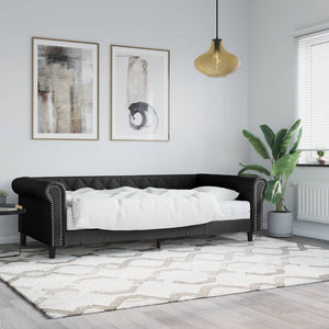 Tagesbett mit Matratze 90x200 cm, Schwarz Kunstleder