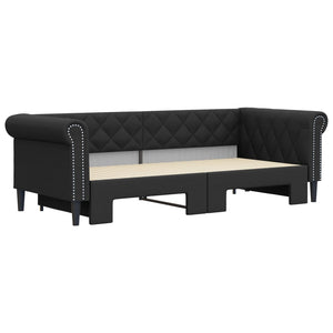 Ausziehbares Tagesbett Schwarz 90x200 cm Kunstleder