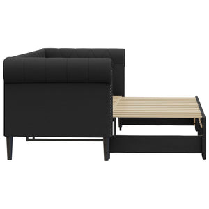 Ausziehbares Tagesbett Schwarz 90x200 cm Kunstleder
