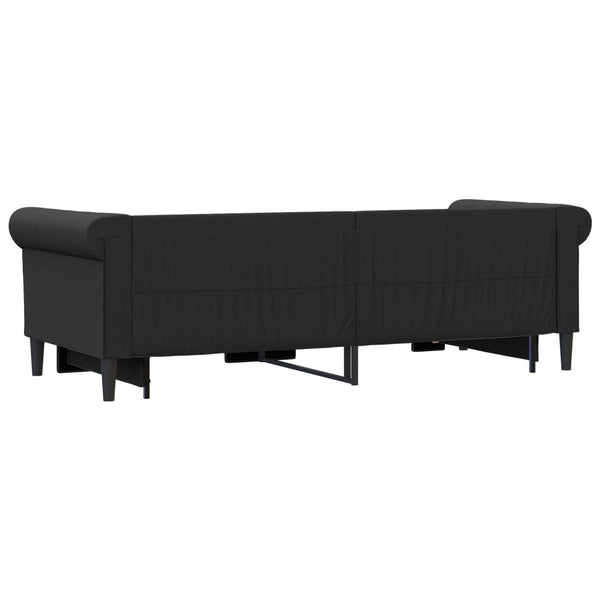 Ausziehbares Tagesbett Schwarz 90x200 cm Kunstleder