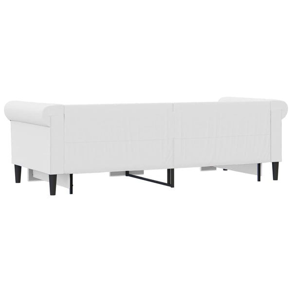 Ausziehbares Tagesbett Weiß 90x200 cm Kunstleder