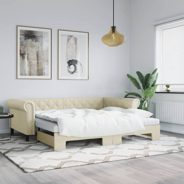 Ausziehbares Tagesbett Creme 90x200 cm