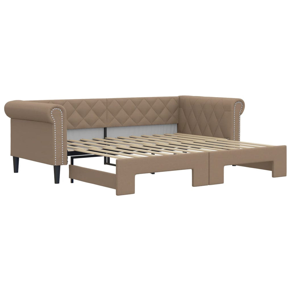 Ausziehbares Tagesbett Cappuccino 90x200 cm Kunstleder