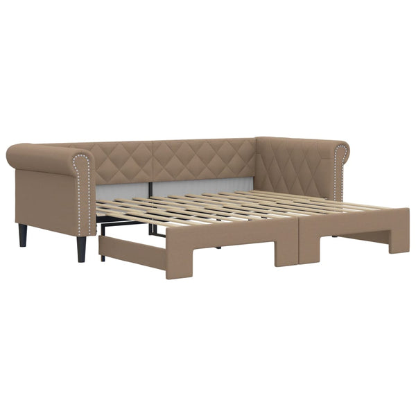 Ausziehbares Tagesbett Cappuccino 90x200 cm Kunstleder