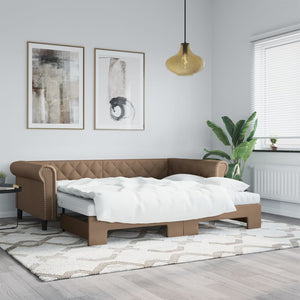 Ausziehbares Tagesbett Cappuccino 90x200 cm Kunstleder