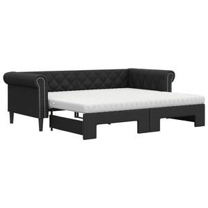 Ausziehbares Tagesbett mit Matratzen 90x200 cm Schwarz