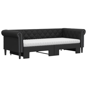 Ausziehbares Tagesbett mit Matratzen 90x200 cm Schwarz