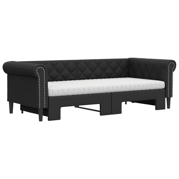 Ausziehbares Tagesbett mit Matratzen 90x200 cm Schwarz