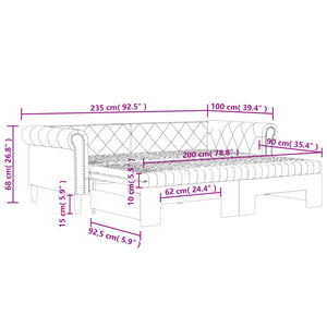 Ausziehbares Tagesbett mit Matratzen 90x200 cm Schwarz