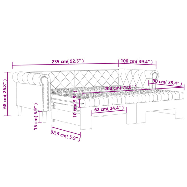 Ausziehbares Tagesbett mit Matratzen 90x200 cm