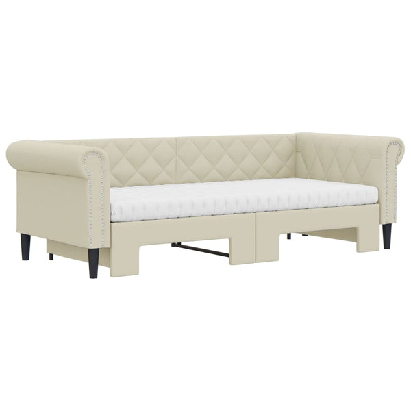 Ausziehbares Tagesbett Creme mit Matratzen 90x200 cm