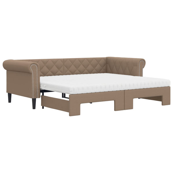 Ausziehbares Tagesbett mit Matratzen Braun 90x200 cm