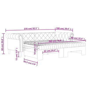 Ausziehbares Tagesbett mit Matratzen Braun 90x200 cm